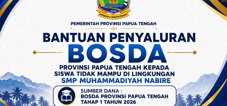 Lima Siswa SMP Muhammadiyah Nabire Terima Bantuan BOSDA Provinsi Papua Tengah Tahap I Tahun 2026